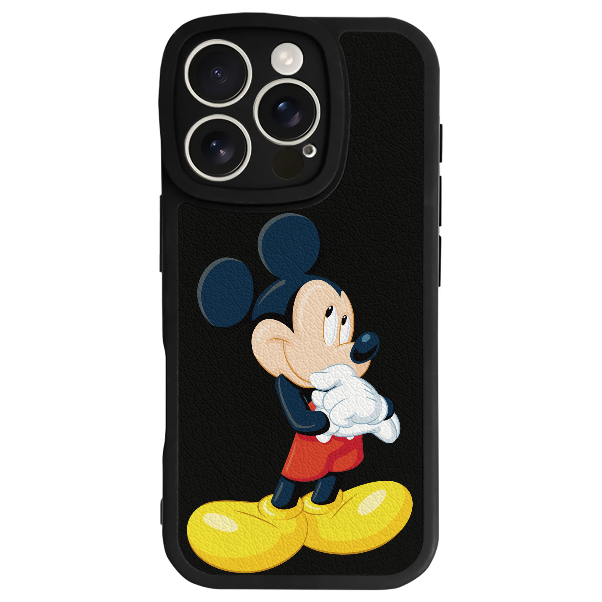 （画像用） ミッキーマウス Mickey Mouse 【iPhone 16シリーズ対応】シリコンスマホケース（レザー調） 材質：シリコン